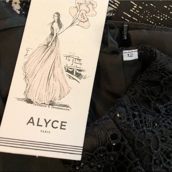 NEW ALYCE PARIS SZ 12 BLACK TWO PIECE LACE BEADED FORMAL EVENING GOWN - Picture 14 of 16